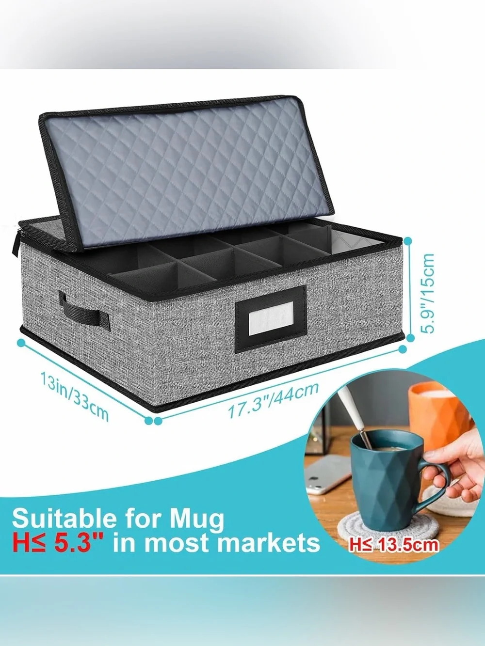 5 PACK China Storage Containers-Quilted Mug Storage and Moving Boxes for Dishes